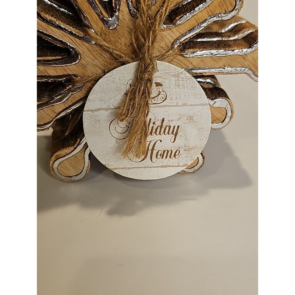 4" 4pk Wooden 3-D Snowflake Coasters New Christmas Holiday Decor - Picture 6 of 7